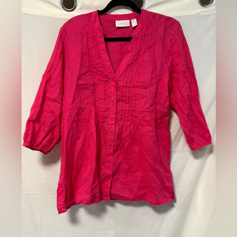 Chicos 100% Linen Tunic Top Size 1/Medium